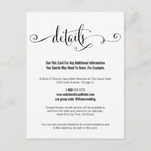 Modern We Do Script Wedding Details Card