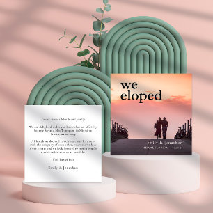 Modern We Eloped Photo Elopement Announcement Card