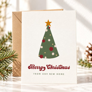 Modern We Have Moved Christmas Tree Holiday Moving Announcement Postcard