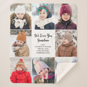 Modern We Love You 8 Photo Collage Sherpa Blanket