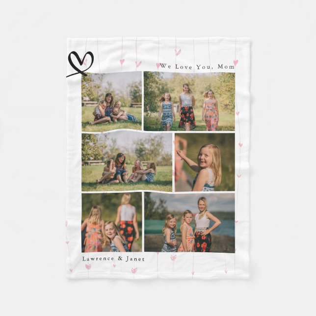 Modern We Love You Abuela Mom Family Photo Collage Fleece Blanket (Front)