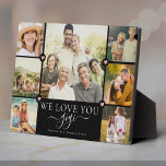 Modern We Love You Gigi Family Photo Collage Plaque<br><div class="desc">An elegant,  modern Mother's Day gift: A trendy Instagram family photo collage plaque reading WE LOVE YOU GIGI in pretty hand lettered script alongside your names and 7 of your favourite pictures accented by sweet printed rose gold hearts for the best grandma ever.</div>