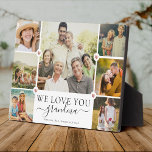 Modern We Love You Grandma Family Photo Collage Plaque<br><div class="desc">An elegant, modern Mother's Day gift: A trendy Instagram family photo collage plaque reading WE LOVE YOU GRANDMA in pretty hand lettered script alongside your names and 7 of your favourite pictures accented by sweet printed rose gold hearts for the best grandma ever.</div>