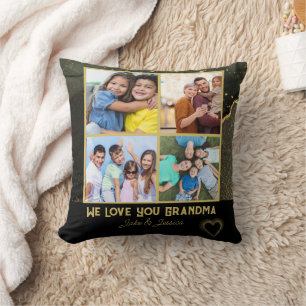 Modern We Love you Grandma Photo Collage Throw Pillow