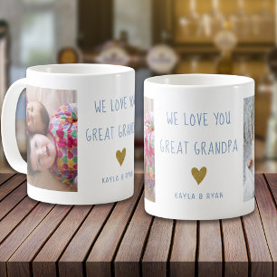 Modern We Love You Great Grandpa 2 Photo Collage Coffee Mug