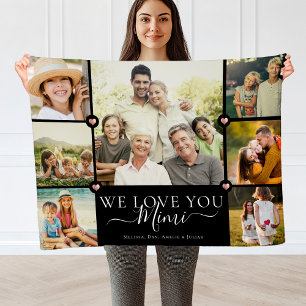 Modern We Love You MIMI Family Photo Collage Fleec Fleece Blanket