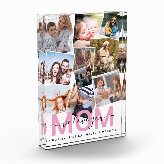 Modern 'We Love You' Mom Memory  Photo Block (Left)