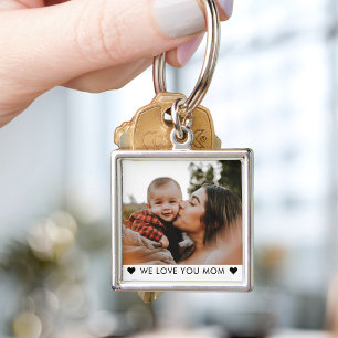 Modern WE LOVE YOU MOM Mother's Day Photo Keychain