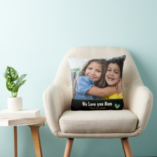 Modern We love you Mom Photo Personalized Throw Pillow