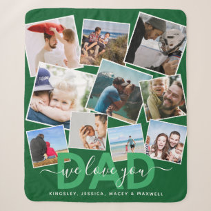 Modern 'We Love You' Photo Collage Dad Sherpa Blan Blanket