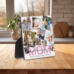 Modern 'We Love You' Photo Collage Mom Plaque<br><div class="desc">Let mom know how much she is loved with this modern photo plaque, featuring ten (10) photographs of your choice that can easily be downloaded from your phone or computer on a trendy girly pink background, the text - MOM in the colour cute pink in a bold text with elegant...</div>