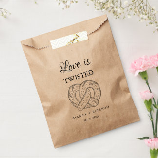 Modern We tied the knot pretzel favour bag wedding