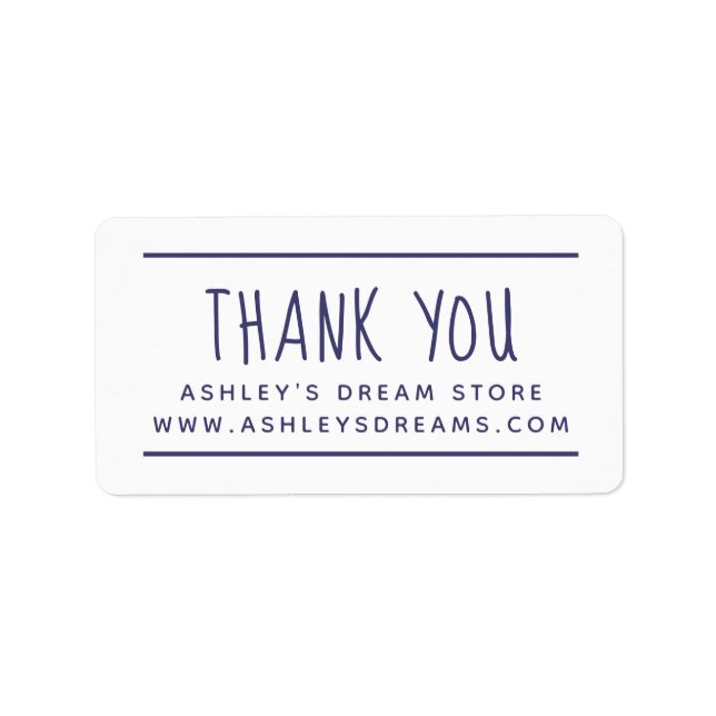 Modern Website Link Navy Blue Thank You Sticker (Front)