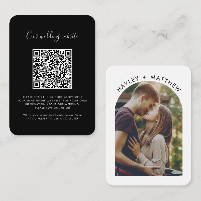 Modern Website QR Code Photo Wedding RSVP Enclosure Card (Front/Back)