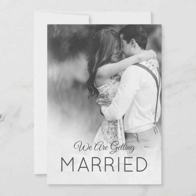 Modern Wedding  2 Photo Elegant  Black White Invitation (Front)