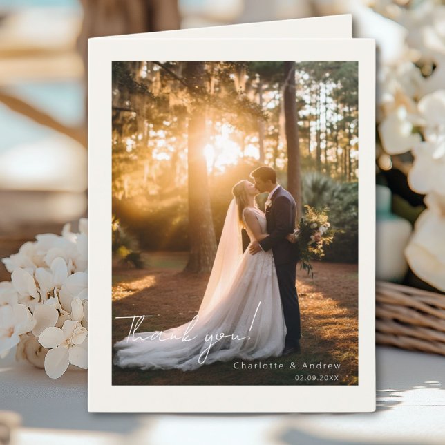 Modern wedding 2 Photo Thank you Card (Modern wedding 2 Photo Thank you Card)