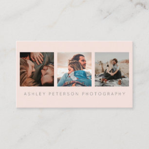 Modern wedding 3 photography minimal blush pink business card