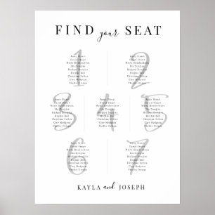 Modern Wedding 7 Table Seating Chart Sign