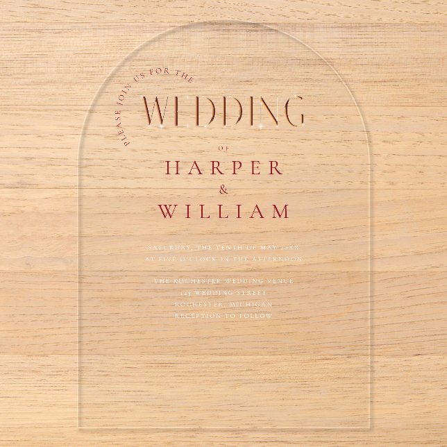 modern wedding acrylic invitations (Front)