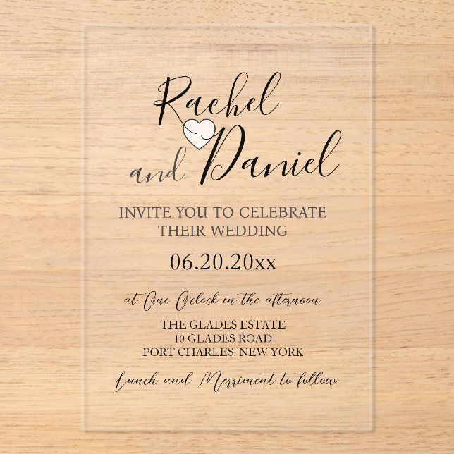Modern Wedding Acrylic Invitations (Front)