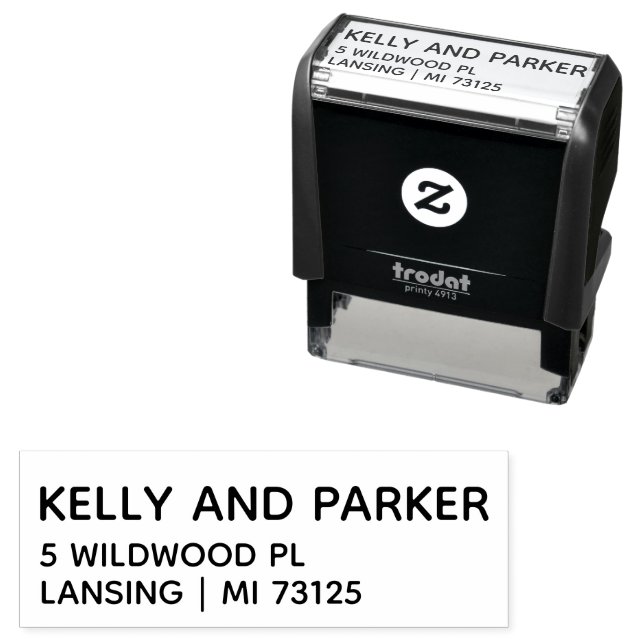 Modern Wedding Address | Couple Name Script Self-inking Stamp (In Situ)