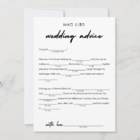 Modern Wedding Advice Bridal Libs Game