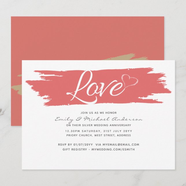 Modern Wedding Anniversary Invites - ANY MILESTONE (Front/Back)