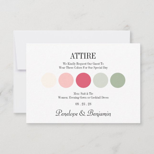 Modern Wedding Attire Dress Code Enclosure Card (Front)