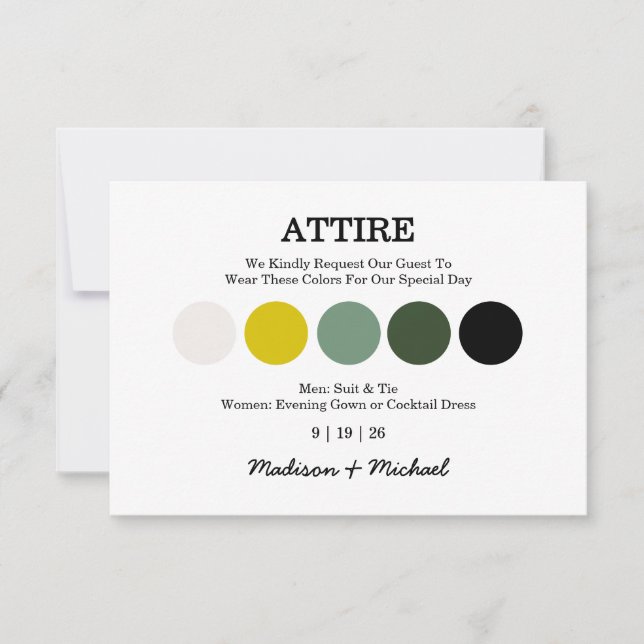 Modern Wedding Attire Dress Code Enclosure Card (Front)
