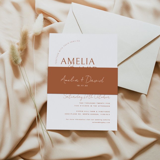 Modern Wedding Belly Band Bride and Groom Names Invitation Belly Band (Creator Uploaded)