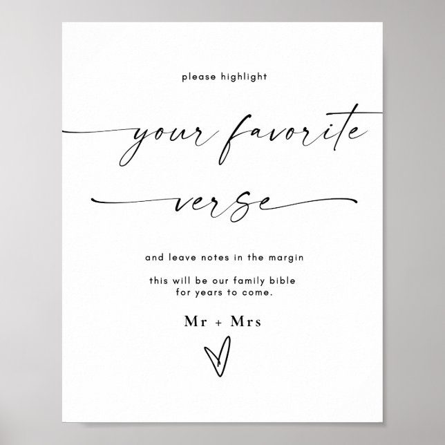 Modern Wedding Bible Favourite Verse Sign (Front)