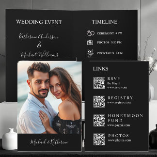 Modern Wedding Black & White All in One  Invitation