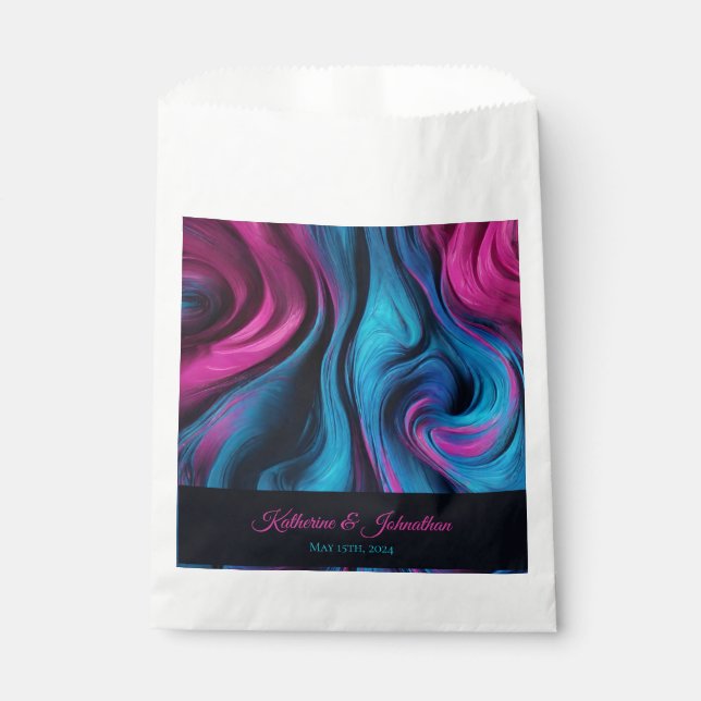 Modern Wedding-Blue and Pink- Favour Bag (Front)