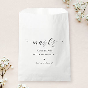 Modern Wedding Bridal Shower Face Mask Favour Bag