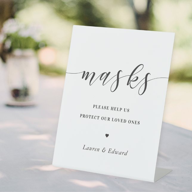 Modern Wedding Bridal Shower Face Mask Pedestal Sign (Creator Uploaded)