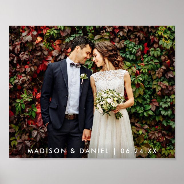 Modern Wedding Bride and Groom Photo Poster (Front)