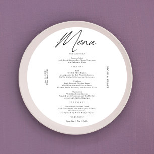 Modern Wedding Calligraphy Minimalist Plate Menu