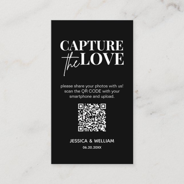 Modern Wedding Capture the love Qr Code Enclosure Card (Front)