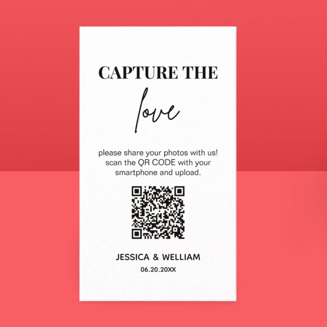 Modern Wedding Capture the love Qr Code Enclosure Card (Creator Uploaded)