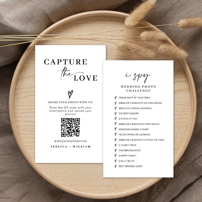 Modern Wedding Capture the love Qr Code Enclosure Card (Creator Uploaded)