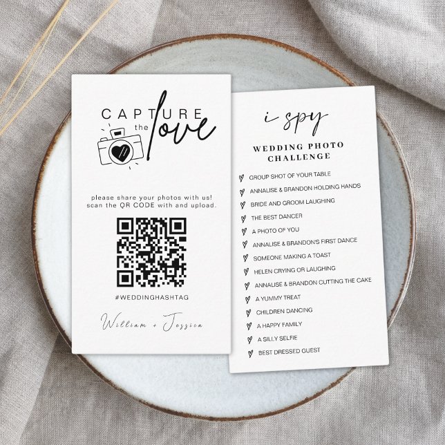 Modern Wedding Capture the love Qr Code Enclosure Card (Creator Uploaded)