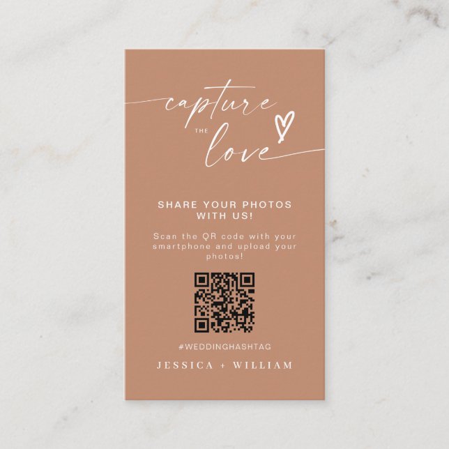 Modern Wedding Capture the love Qr Code Enclosure Card (Front)
