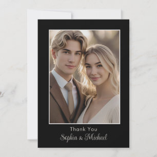 Modern Wedding Card Thank You Card Photo Black