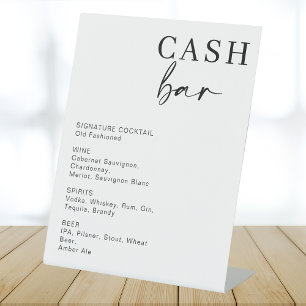 Modern Wedding Cash Bar   Bar Drink Menu Sign