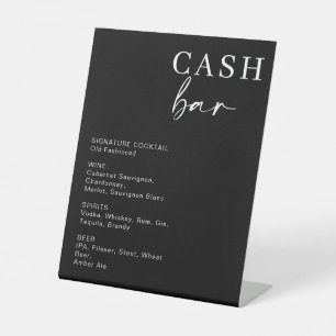 Modern Wedding Cash Bar Bar Drink Menu Sign