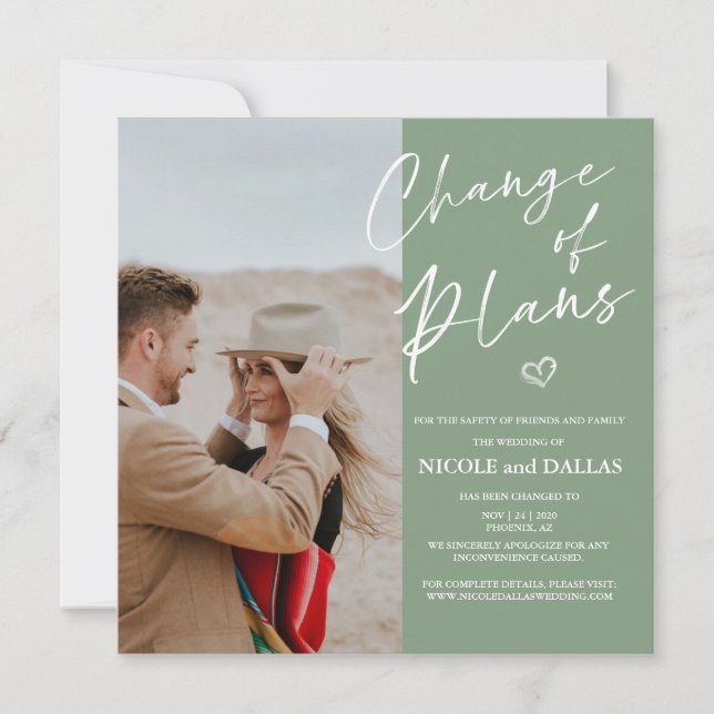 Modern Wedding Change of Plans Announcement (Front)