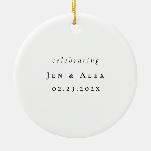 Modern Wedding Christmas Ornament (Back)