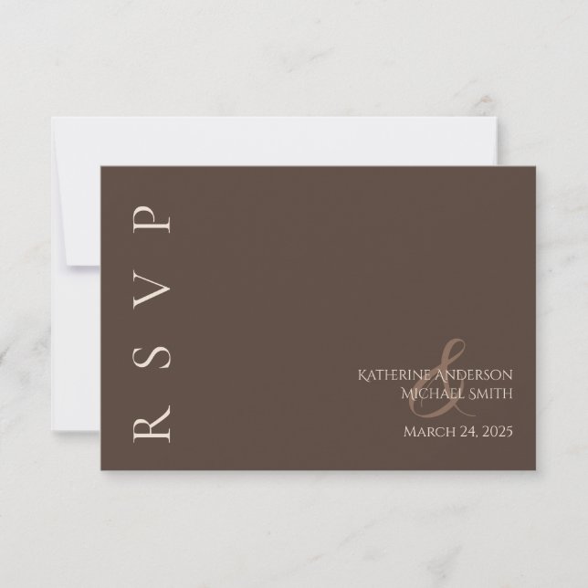 Modern Wedding-Country Brown RSVP Card (Front)
