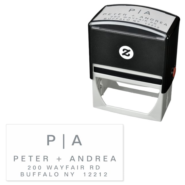 Modern Wedding Couple Address Self-inking Stamp (In Situ)