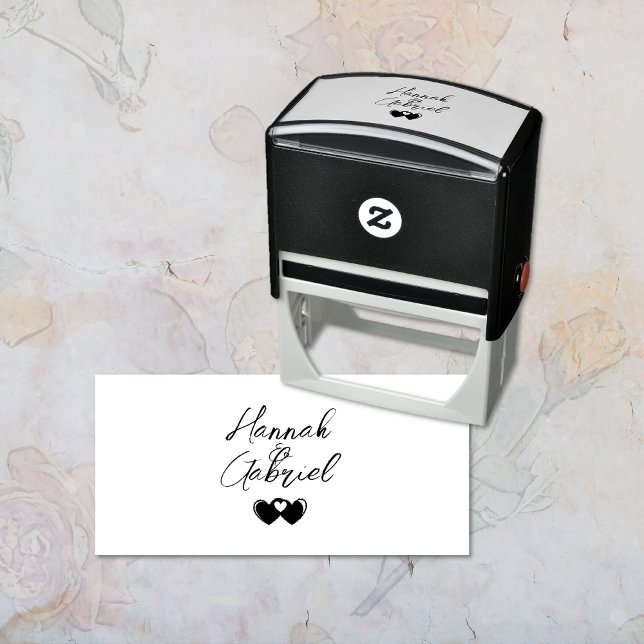 Modern Wedding Couple Heart Self-inking Stamp (Modern Wedding Couple Heart Self-inking Stamp)